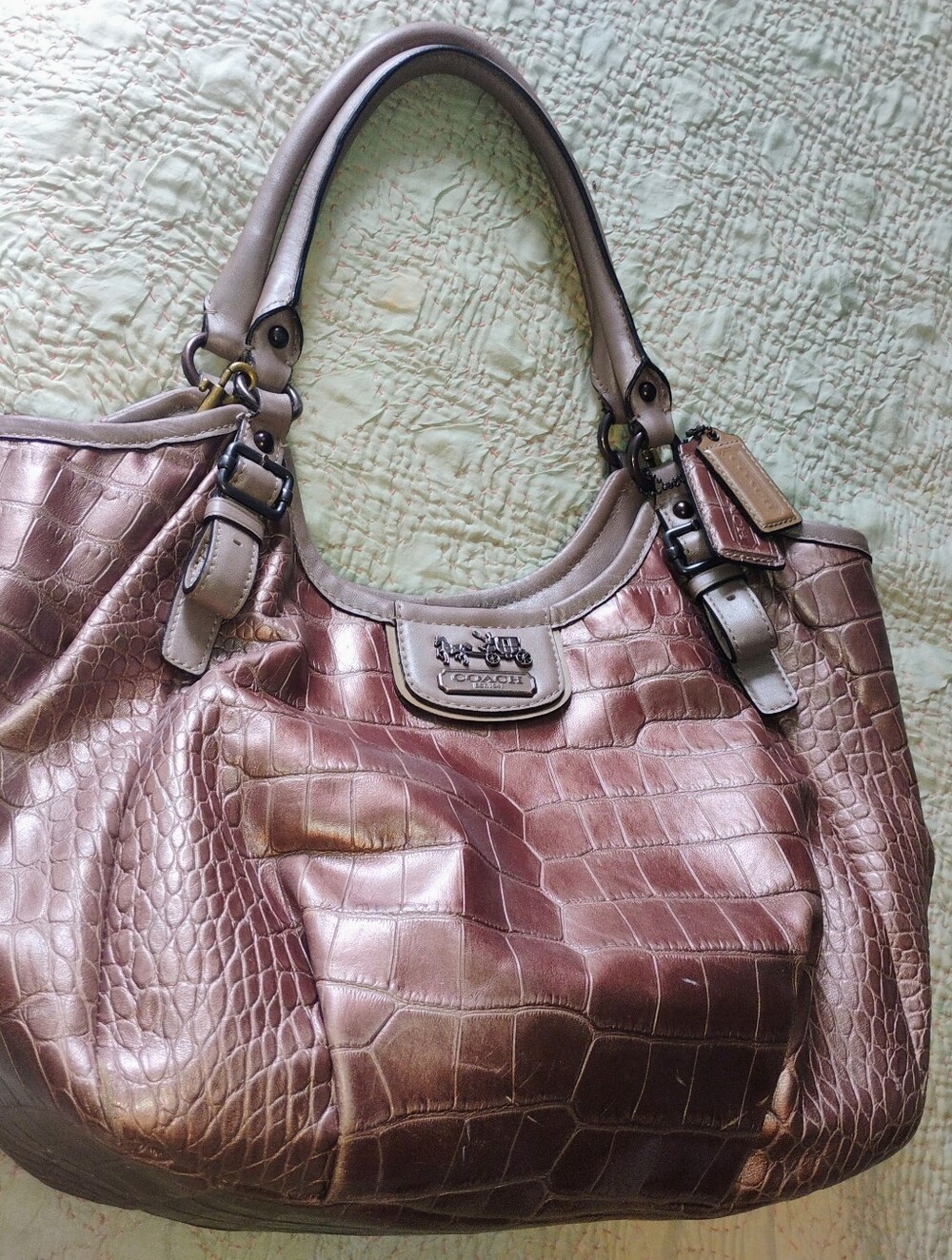 Coach Madison Abigail Bag Bronze Croc Embossed
